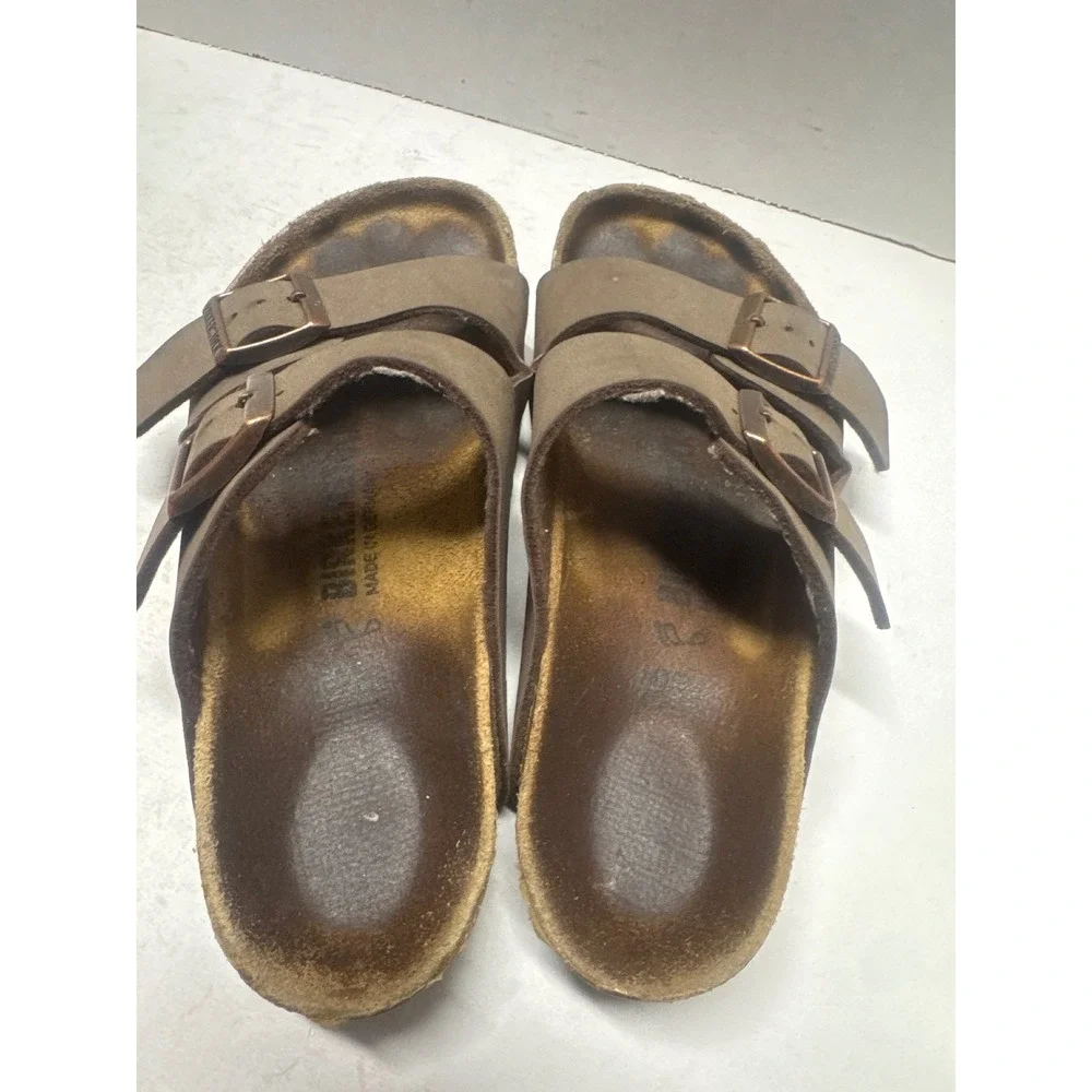 Birkenstock Arizona Mocha Birkibuc Two Strap Sandals Brown 38  W 7.5 M 5